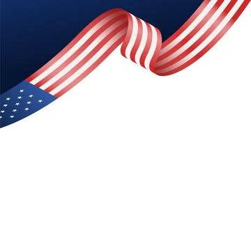 Dynamic Waving American Flag Ribbon Vector Illustration for Patriotic Celeb.. Stock Illustration