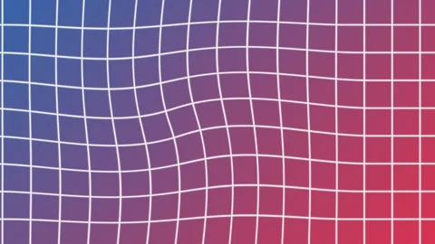 Dynamic Wavy Grid Pattern on Vibrant Blue Purple Red Gradient Background Loop Stock Footage 340056576