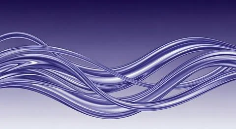 Dynamic wavy metallic purple lines abstract background with glossy gradient.. Stock Illustration