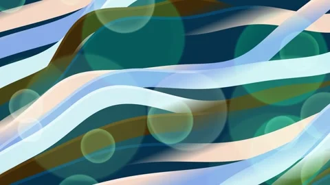 Dynamic Wavy Ribbons and Floating Bubbles Abstract Background Stock Footage 334863193
