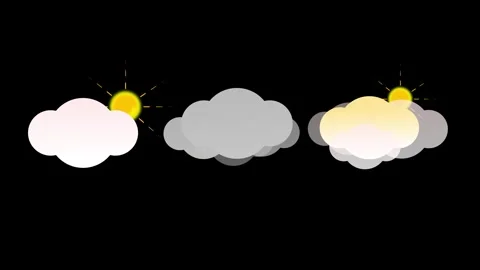 Dynamic Weather Icon Set Animation on Black Background – 4K Visuals Stock Footage 282576876