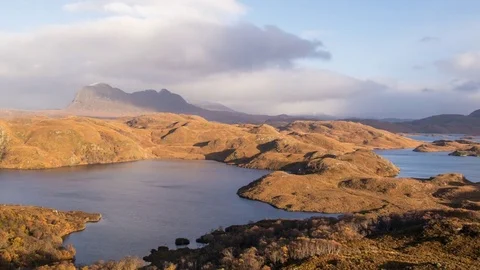Dynamic weather passing over mountains in autumn Stockbeeldmateriaal 70077765