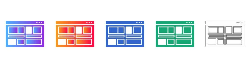 Dynamic Web Browser Interface Icon Set: Site Layout Illustration Stock Illustration