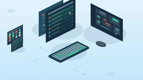 Dynamic web design studio animation showcasing colorful elements and fluid trans Stock Footage 339752513
