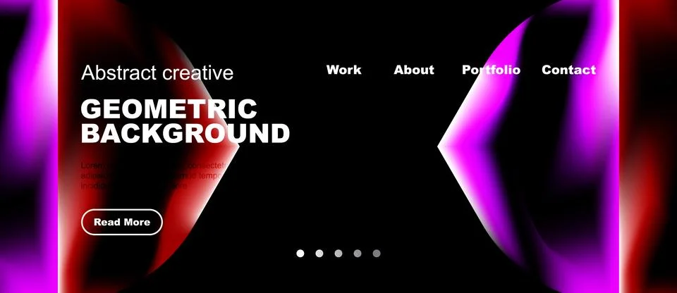 Dynamic website header. Vivid pink, purple gradients dominate design. Text Illustrazione stock