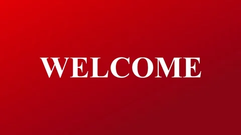 Dynamic WELCOME Text Animation on Red Gradient Background Stock Footage 303295480