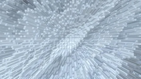 Dynamic white 3D blocks exploding outward in modern digital design イラスト素材