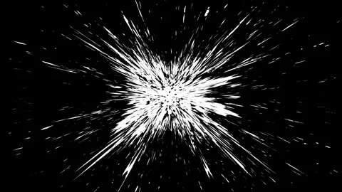 Dynamic white burst on black background showing explosive energy movement Video stock 315127324