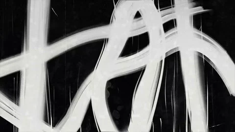 Dynamic white calligraphic light strokes on black background Stock Footage 327326819