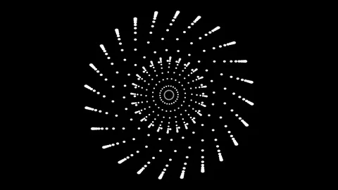 Dynamic white dots form an abstract rotating spiral tunnel on a deep black .. 스톡 동영상 345546006