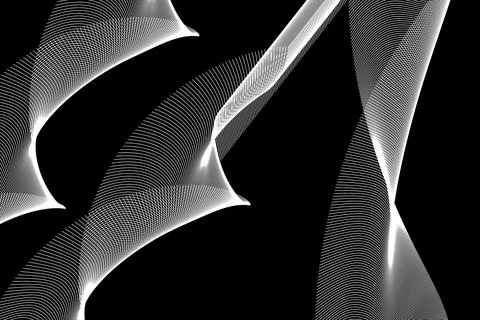 Dynamic white mesh waves on black background for modern design Stock Illustration