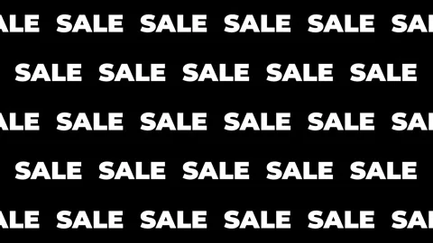 Dynamic White Sale Text on Black Background Loop for Retail Marketing and D.. Stock Footage 340026209