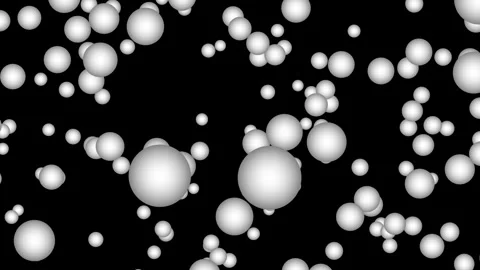 Dynamic white spheres floating in darkness create a modern abstract background Stock Footage 321386459