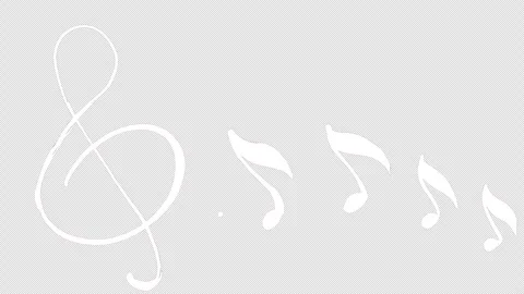 Dynamic white treble clef and notes animate with melody concept. Stock Footage 311768311