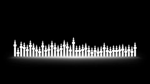 Dynamic White Waveform Spectrum Audio Visualizer Dark Screen Motion 4K Stock Footage 341409627