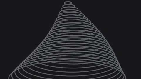 Dynamic white wireframe rendering of a geometric cone structure on black ba.. Stock Footage 343633065