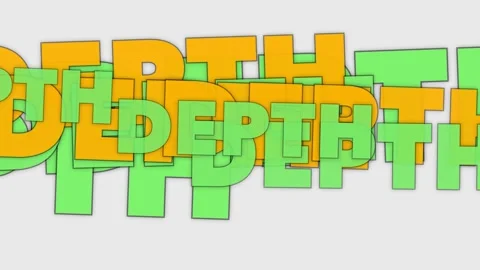 Dynamic word reveal of "DEPTH" in vibrant green and orange Stock Footage 325538638