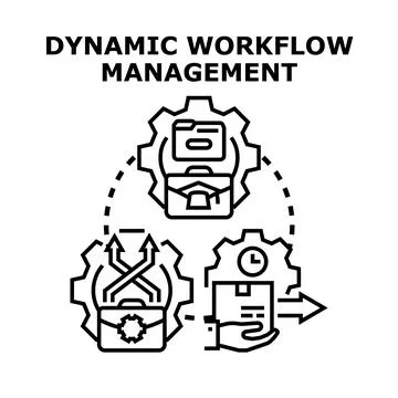 Dynamic workflow management process optimizing business tasks Stockillustratie