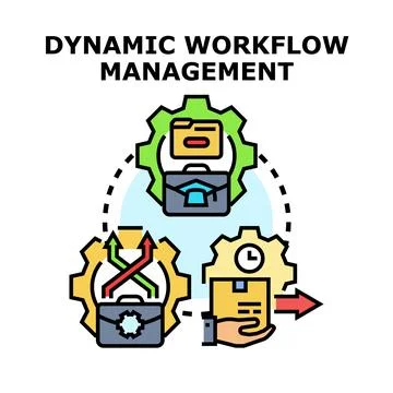 Dynamic workflow management process optimizing business tasks Illustrazione stock