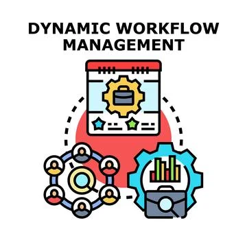 Dynamic workflow management tasks planning organization concept Stock Illustration