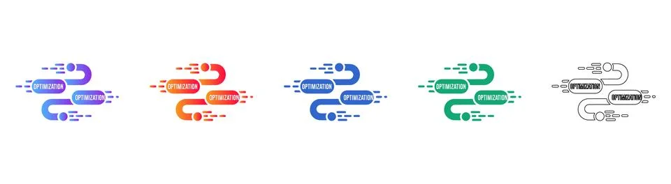Dynamic Workflow Optimization Path Icons Stock Illustration