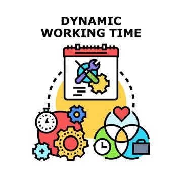 Dynamic working time concept adapting work life Stock Illustration