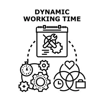 Dynamic working time concept adapting work life Stock Illustration