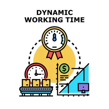 Dynamic working time flexible schedule and efficiency concept Stock Illustration