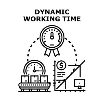 Dynamic working time flexible schedule and efficiency concept Stock Illustration