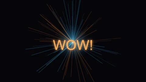 Dynamic "Wow!" burst animation against a dark background Stock Footage 327625856