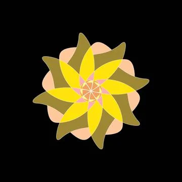 Dynamic Yellow and Brown Geometric Flower Design Stock Illustration