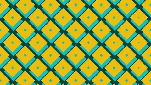 Dynamic Yellow and Teal Geometric Square Pattern Animation. Stock Footage 320470148