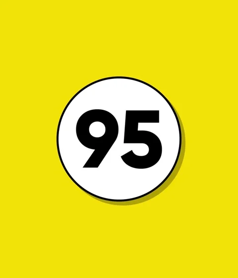 Dynamic yellow background with white circle and number ninety five motion g.. Stock Footage 332396621