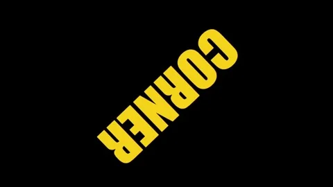 Dynamic yellow 'CORNER' text spinning on black background. Modern abstract .. 库存影片 330280268