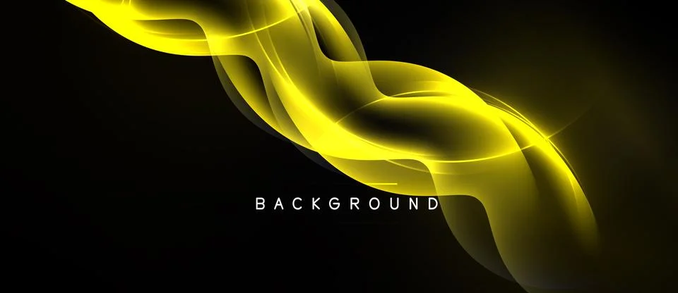 Dynamic yellow curves flow across black space. Modern design evokes energy, 스톡 일러스트
