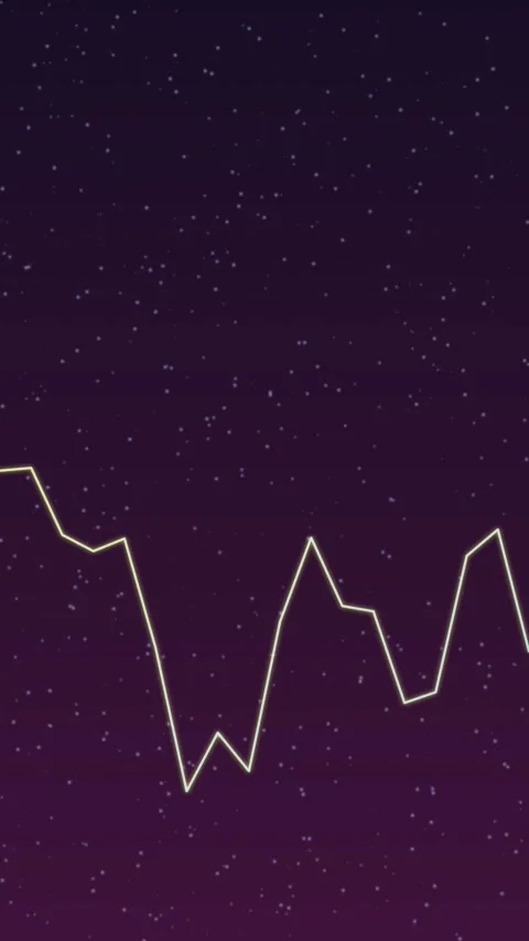 Dynamic Yellow Line Graph Fluctuates Against Dark Purple Background Stock Footage 327942760