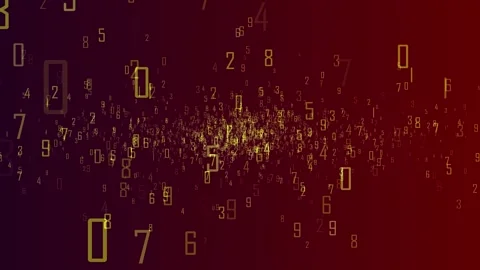 Dynamic yellow numbers on dark red gradient background Stock Footage 329766340