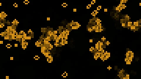 Dynamic Yellow Pixelated Pattern on Black - Glitch Effect Art 库存影片 339181149
