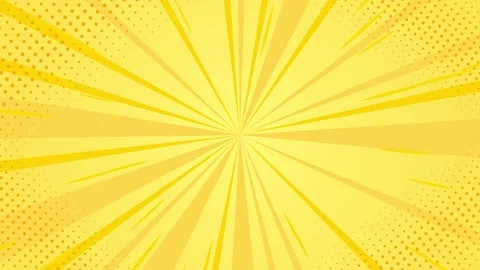 Dynamic yellow pop art comic book background with rotating sunburst rays an.. Stock Footage 333874182