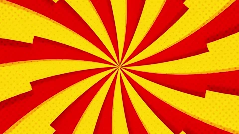 Dynamic Yellow, Red and Orange Radial Burst Animated Background for Comic Video stock 313797284