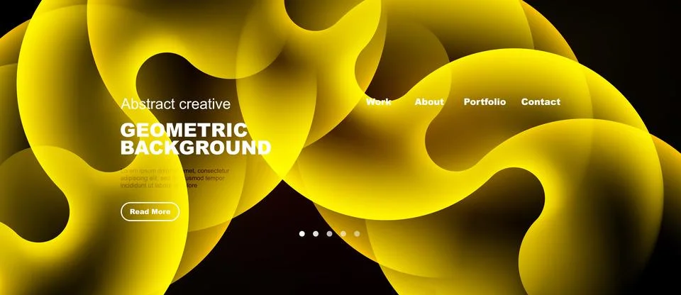 Dynamic yellow shapes create fluid geometric background. Modern design featur Illustrazione stock
