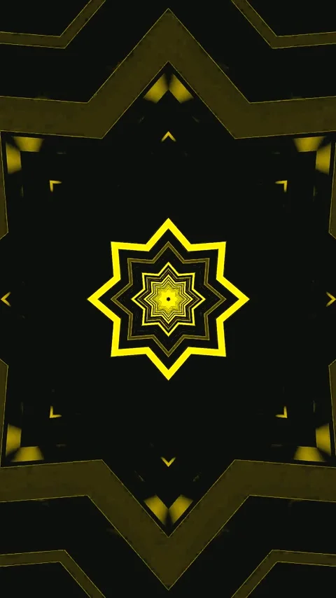 Dynamic yellow star pattern tunnel video loop for visual relaxation and imm.. Stock Footage 321268641