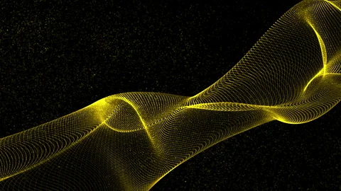 A dynamic yellow wave of light flowing across a dark, starry background. The Vídeo Stock 289134012