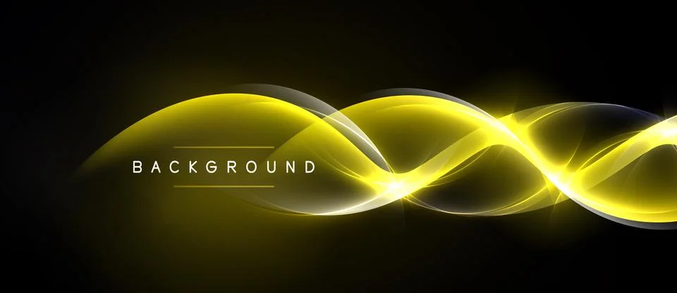 Dynamic yellow waves over black background. Modern design element, suitable f Stock Illustration