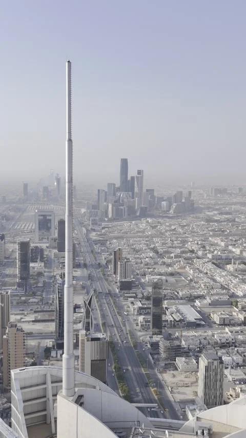 Dynamic Zoom In and Out of Rafal Tower Riyadh Stock Footage 343141919