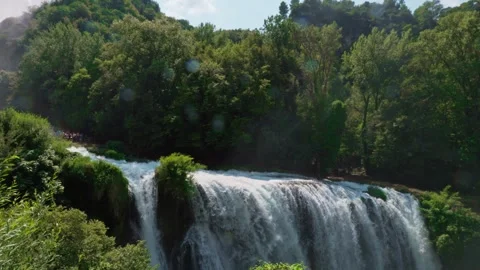 Dynamic zoom shot of Marmore Waterfall in Umbria Stock Footage 315348306