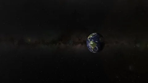 Dynamic zoom in toward planet earth rotating in dark space with milky way g.. Stock Footage 333517014