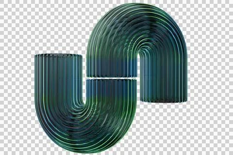 A dynamically curved, abstract S-shape of shimmering, translucent blue-gree.. Stock Illustration