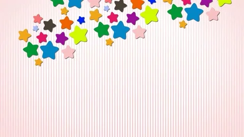 Dynamically falling multi-colored stars on a pink background Video stock 130915777