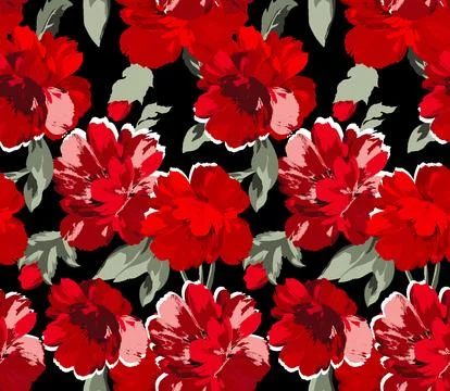 Dynamic,,Artistic,Interpretation,Of,Peonies,,Rendered,In,A,Painterly,Style Stock Illustration